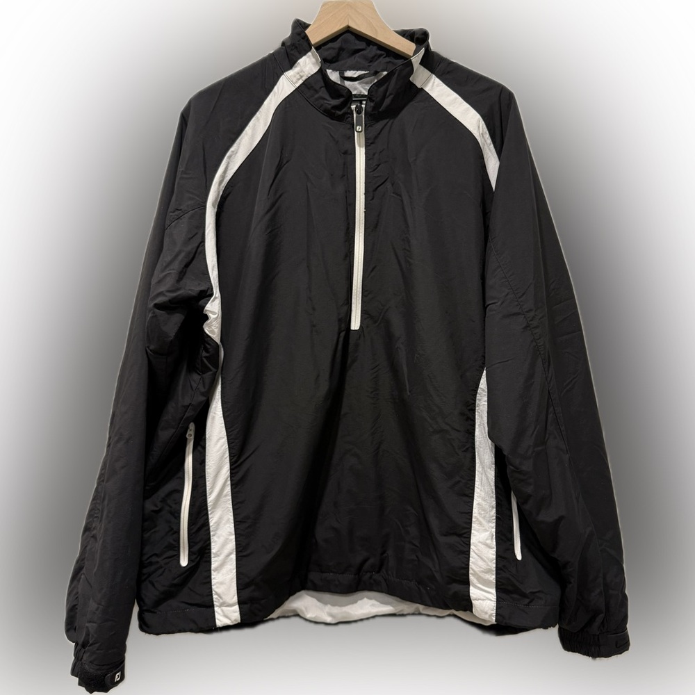 FootJoy FJ Black Golf Windbreaker Jacket XL Nylon Full Zip